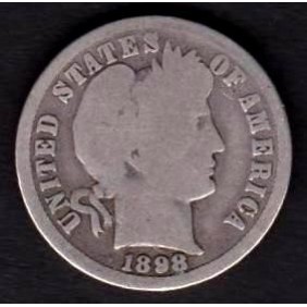 USA Barber Dime 1898 O AG