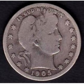 USA Barber Quarter 1905 S AG
