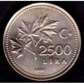 TURKEY 2500 Lira 1991