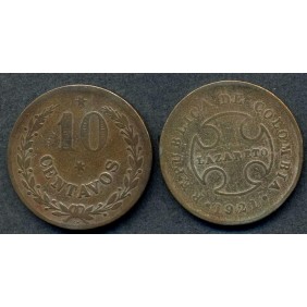 COLOMBIA 10 Centavos 1921...