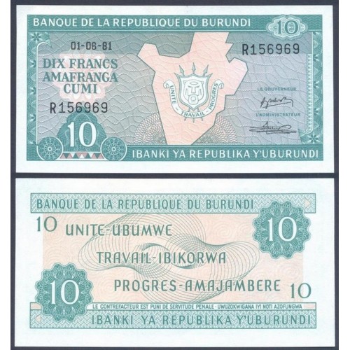 BURUNDI 10 Francs 1981