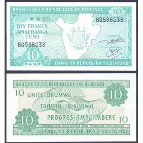 BURUNDI 10 Francs 2001