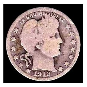 USA Barber Quarter 1913