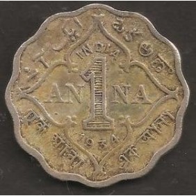 BRITISH INDIA 1 Anna 1934 C
