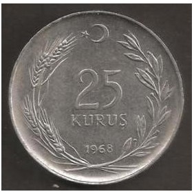 TURKEY 25 Kurus 1968