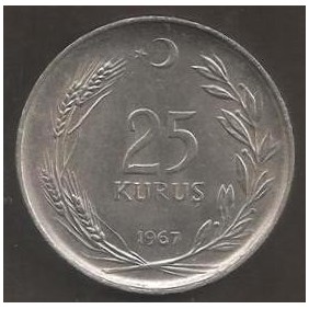 TURKEY 25 Kurus 1967