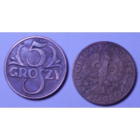 POLAND 5 Groszy 1938