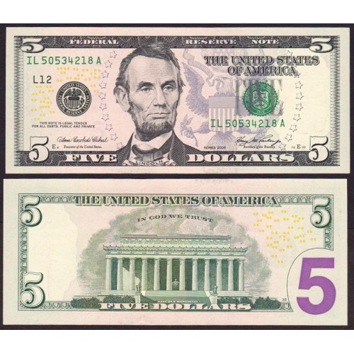 USA 5 Dollars 2006 Series L