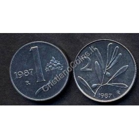 1 Lira + 2 Lire 1987 FDC