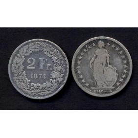 SWITZERLAND 2 Francs 1874 AG