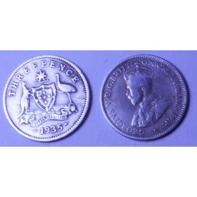 AUSTRALIA 3 Pence 1935 AG