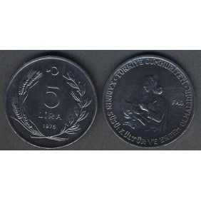 TURKEY 5 Lira 1976 FAO