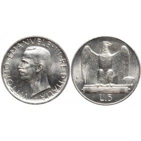5 Lire 1929 2 ROSETTE  AG  FDC