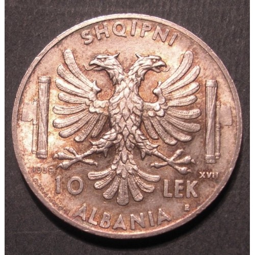 ALBANIA 10 Lek 1939 AG