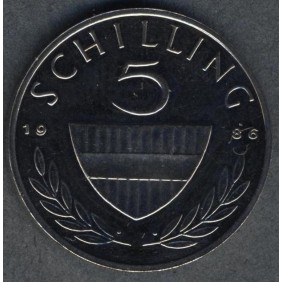 AUSTRIA 5 Schilling 1986 Proof
