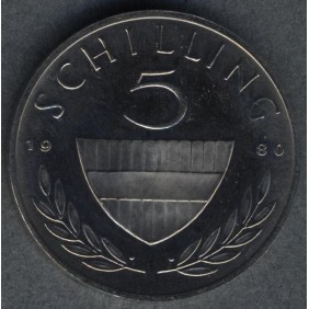 AUSTRIA 5 Schilling 1980 Proof