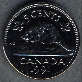 CANADA 5 Cents 1991