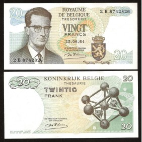 BELGIUM 20 Francs 1964