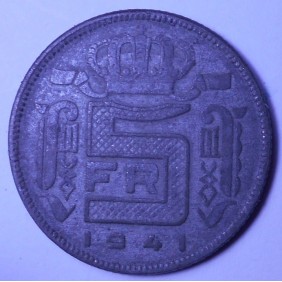 BELGIUM 5 Francs 1941 Der...