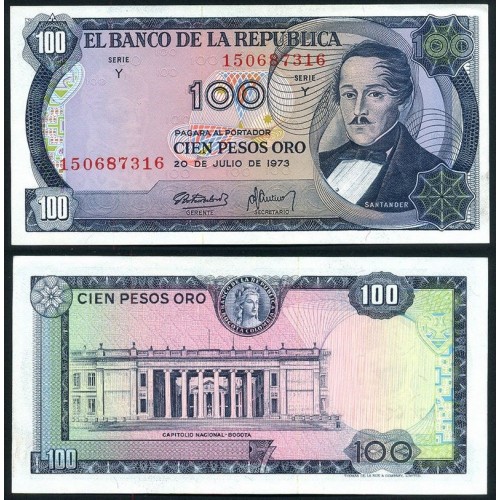 COLOMBIA 100 Peso Oro 1973