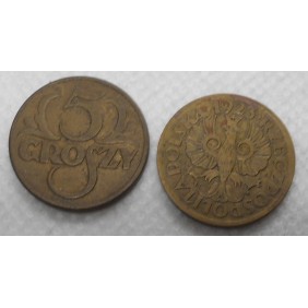 POLAND 5 Groszy 1923 Brass