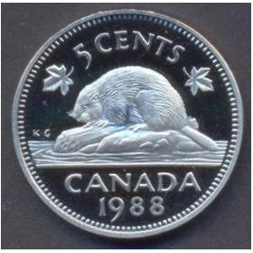 CANADA 5 Cents 1988 PROOF