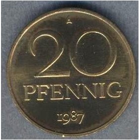 DDR 20 Pfennig 1987 UNC/BU