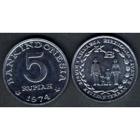 INDONESIA 5 Rupiah 1974...