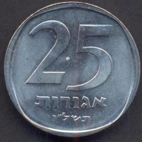 ISRAEL 25 Agorot 1976 Nickel