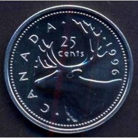 CANADA 25 Cents 1996