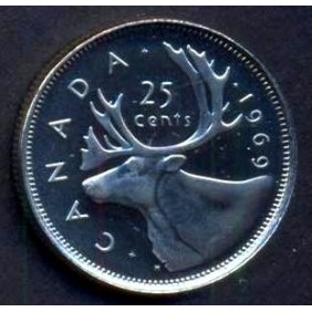 CANADA 25 Cents 1969 UNC/BU