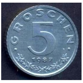 AUSTRIA 5 Groschen 1987