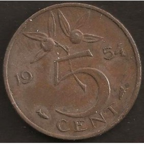 NETHERLANDS 5 Cents 1954