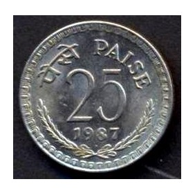INDIA 25 Paise 1987 B