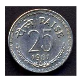 INDIA 25 Paise 1981 B