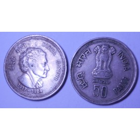 INDIA 50 Paise 1985B Death...