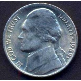 USA 5 Cents 1989 P Jefferson