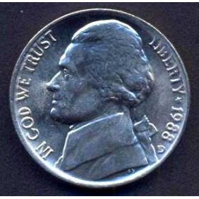 USA 5 Cents 1988 D Jefferson