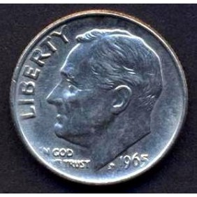 USA Roosevelt Dime 1965