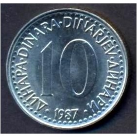 YUGOSLAVIA 10 Dinara 1987