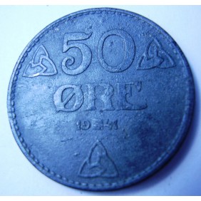 NORWAY 50 Ore 1941 zinc