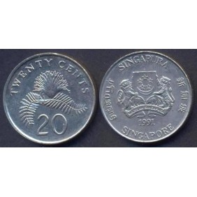 SINGAPORE 20 Cents 1991