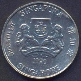 SINGAPORE 20 Cents 1990