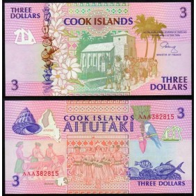 COOK ISLANDS 3 Dollars 1992