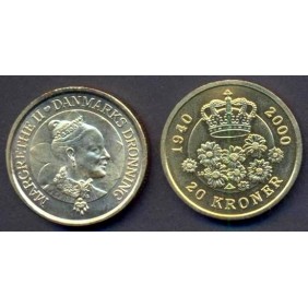 DENMARK 20 Kroner 2000 60°...