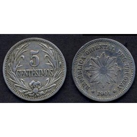 URUGUAY 5 Centesimos 1901