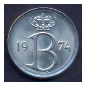 BELGIUM 25 Centimes 1974...