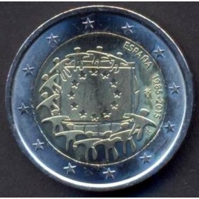 SPAIN 2 Euro 2015 30Th Eu Flag