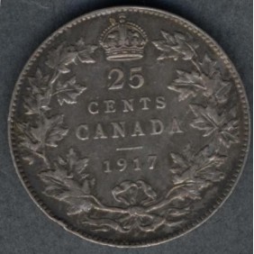 CANADA 25 Cents 1917 AG