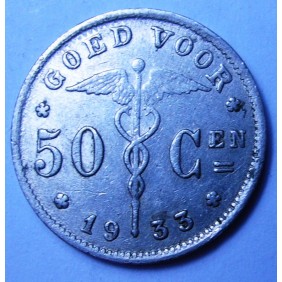 BELGIUM 50 Centimes 1933...